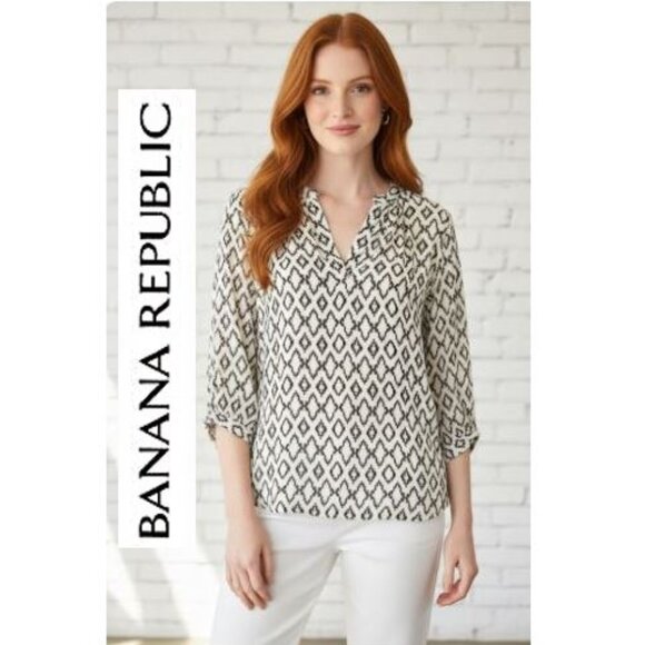 BANANA REPUBLIC - Ikat print 3/4 sleeve blouse - Picture 1 of 10